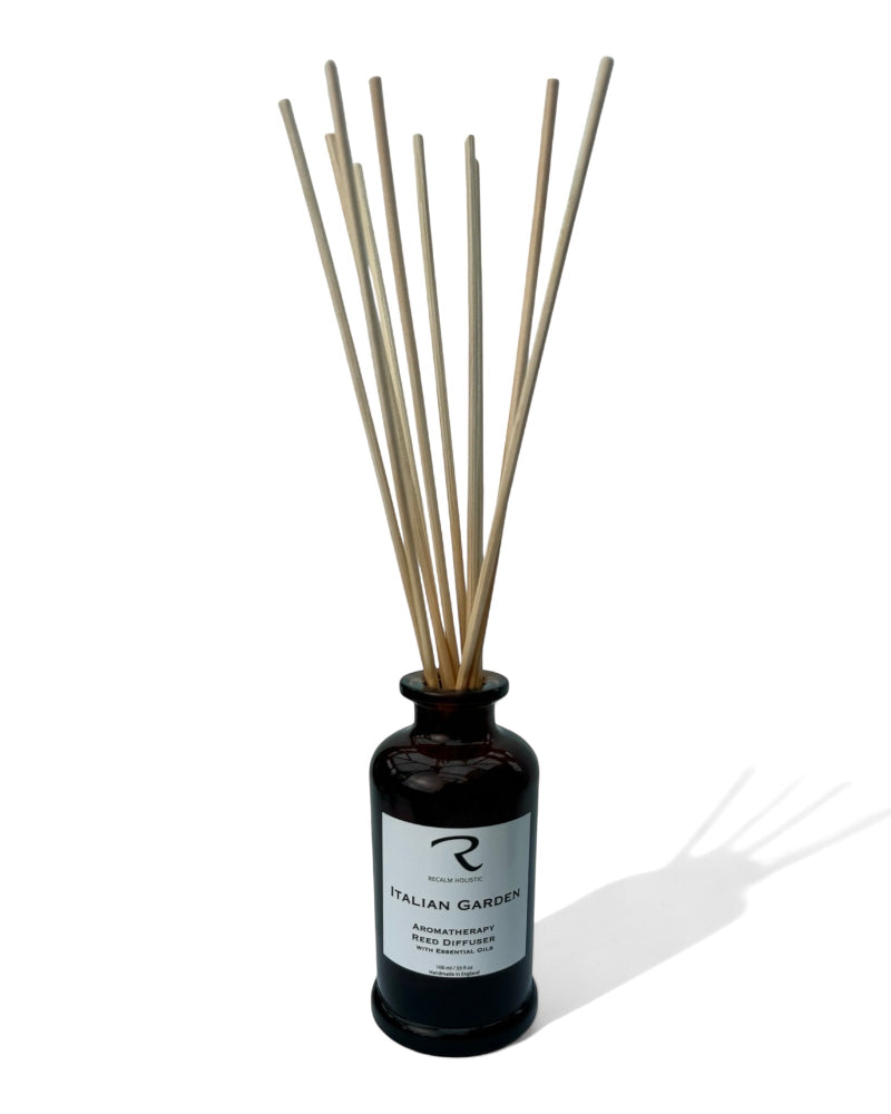 Italian Garden Reed Diffuser with essential oils, Exquisite Italian Inspired Vessel with Rattan Natural Reeds and pure essential oils, Eco Friendly, non toxic, healthy living
