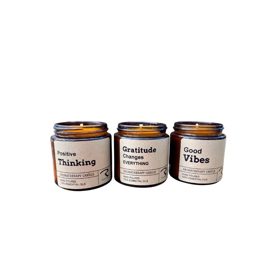 Mindfulness, affirmations, aromatherapy candle gift set of 3 aromatherapy candles, each with a different scent, 100% naturally made using the finest essential oils.