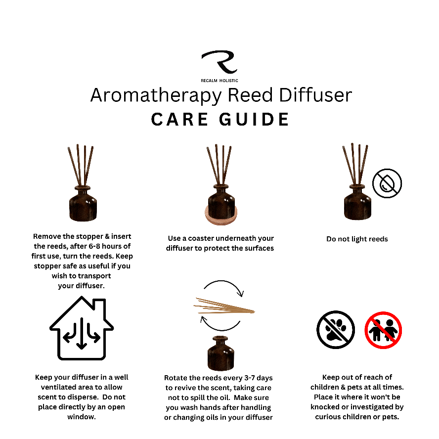 Aromatherapy Reed Diffuser Care Guide for ReCalm Holistic Diffusers