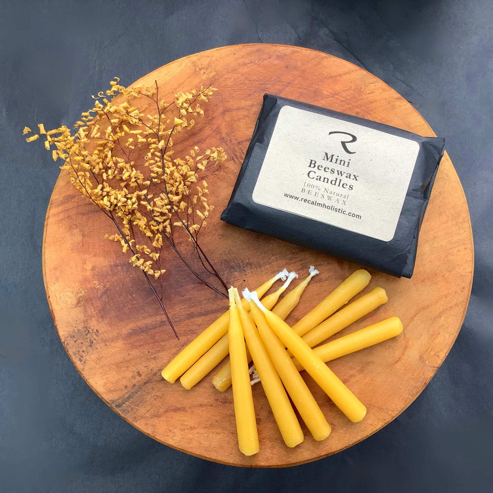 Mini Beeswax Candles for mindful moments, honey glow and subtle natural scent, burn time 25 mins each candle