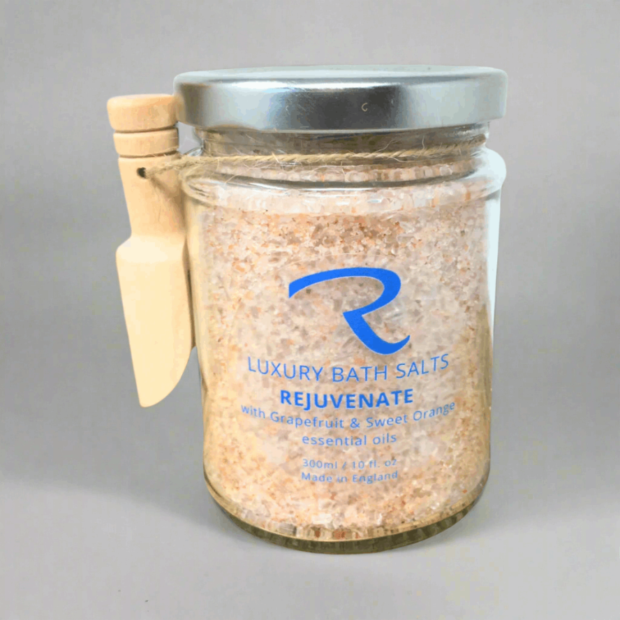 Uplifting citrus blend of essential oils with healing epsom and himalayan bath salts to feel energised, uplifted and focused, Zesty Energising Rejuvenate Blend