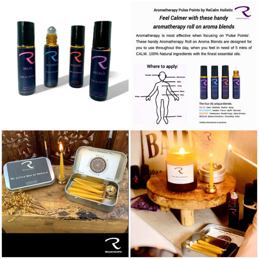 20 Min Mini Beeswax Candles for Mindful Moments with Pulse Points Oil for Stress Relief