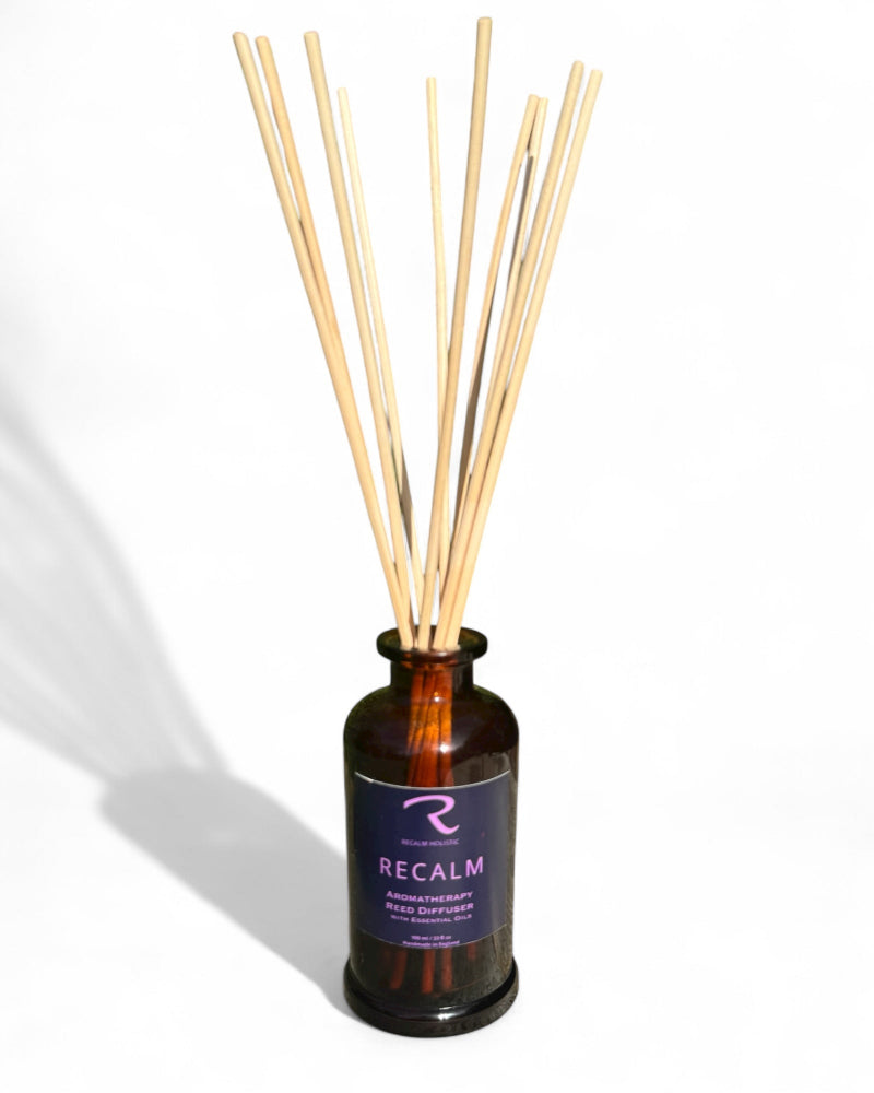 ReCalm Aromatherapy Reed Diffuser Balancing, Stress Relieving, Spa Blend with Geranium, Clary Sage and Rosemary