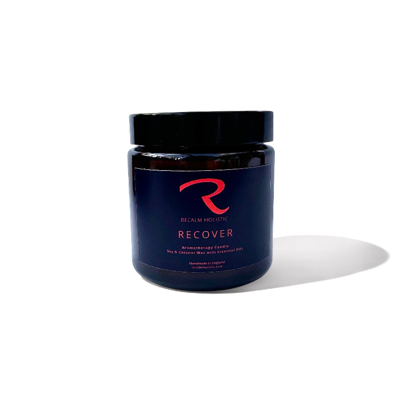 Recover Aromatherapy candle featuring a soothing herbaceous aroma, perfect for enhancing relaxation and wellness in any space
