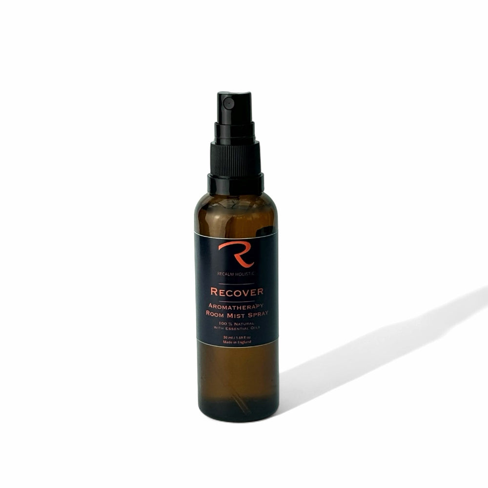 Recover Aromatherapy Room Mist Spray in Amber Glass Spray Bottle, 100% Natural Ingredients