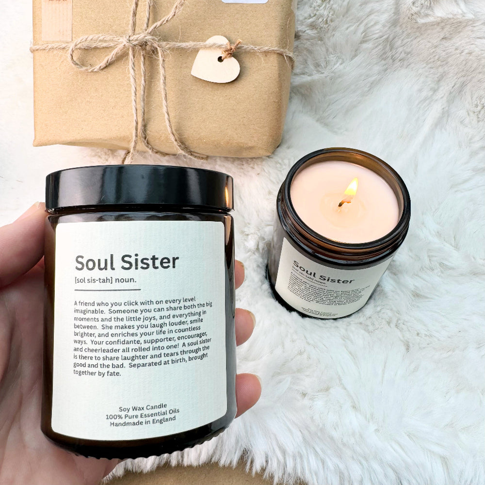 Soul Sister Aromatherapy Candle by ReCalm Holistic, Soul Sister Gift for Birthday, Christmas and Thinking of you Thank you