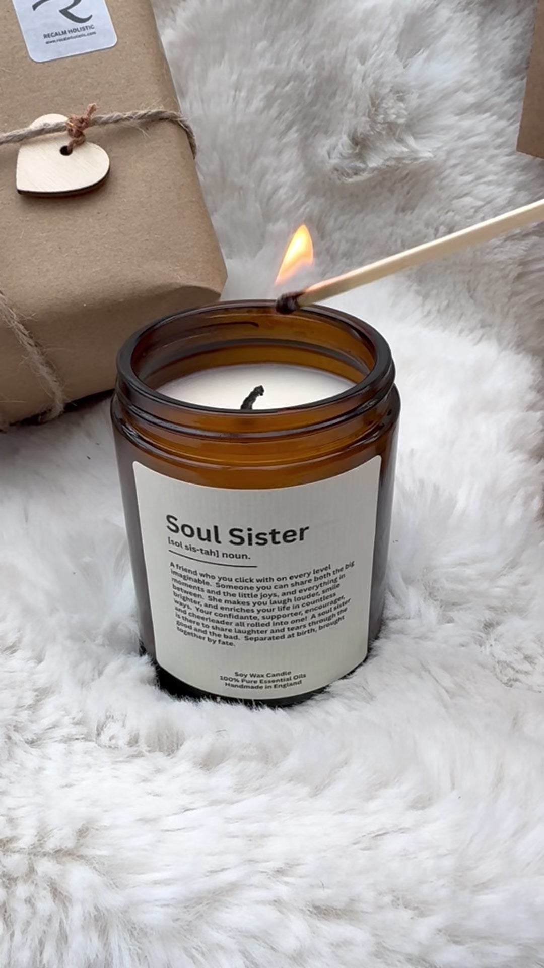 Soul Sister Candle for special friend, Christmas, Soy Wax Candle with pure essential oils, Aromatherapy Candle