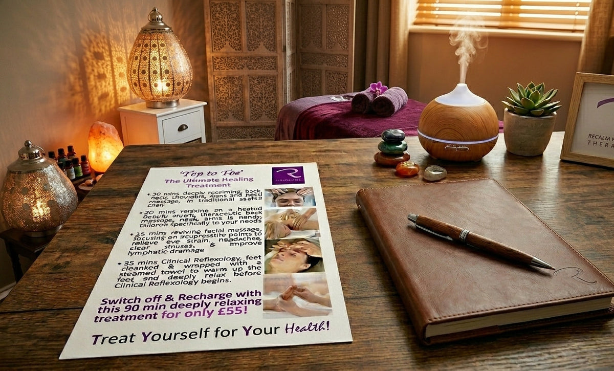 ReCalm Holistic Health and Wellbeing Practice, the story of how ReCalm Holistic evolved from a therapies practice to a online shop in wellbeing products made using the finest 100% natural ingredients to RELAX, REJUVENATE, RECOVER and RECALM your senses