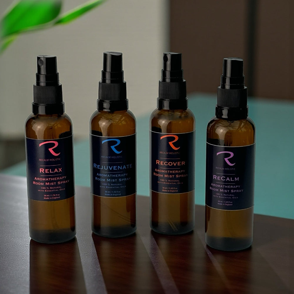 Relax Rejuvenate Recover and ReCalm Room Mist Sprays by ReCalm Holistic