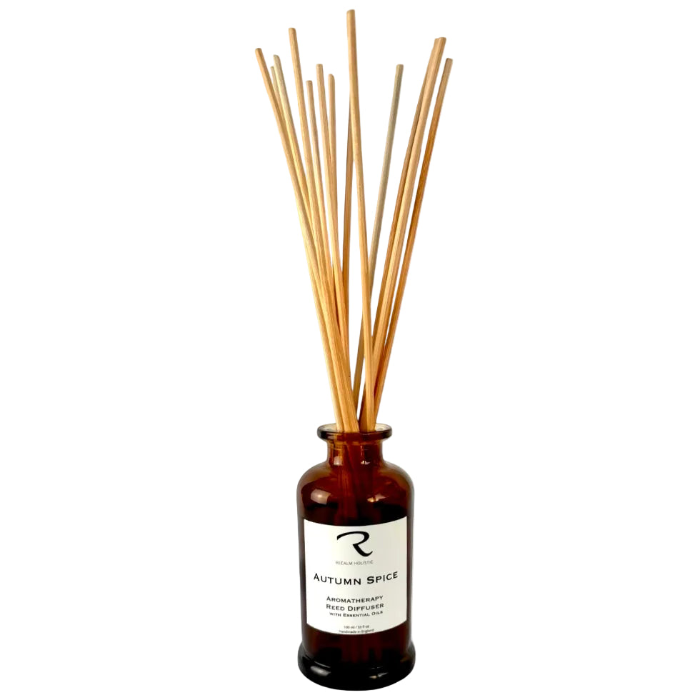 Autumn Spice Reed Diffuser by ReCalm Holistic, 100% Natural Italian Inspired Glass with Reeds for Autumn and Christmas, natural home fragrance