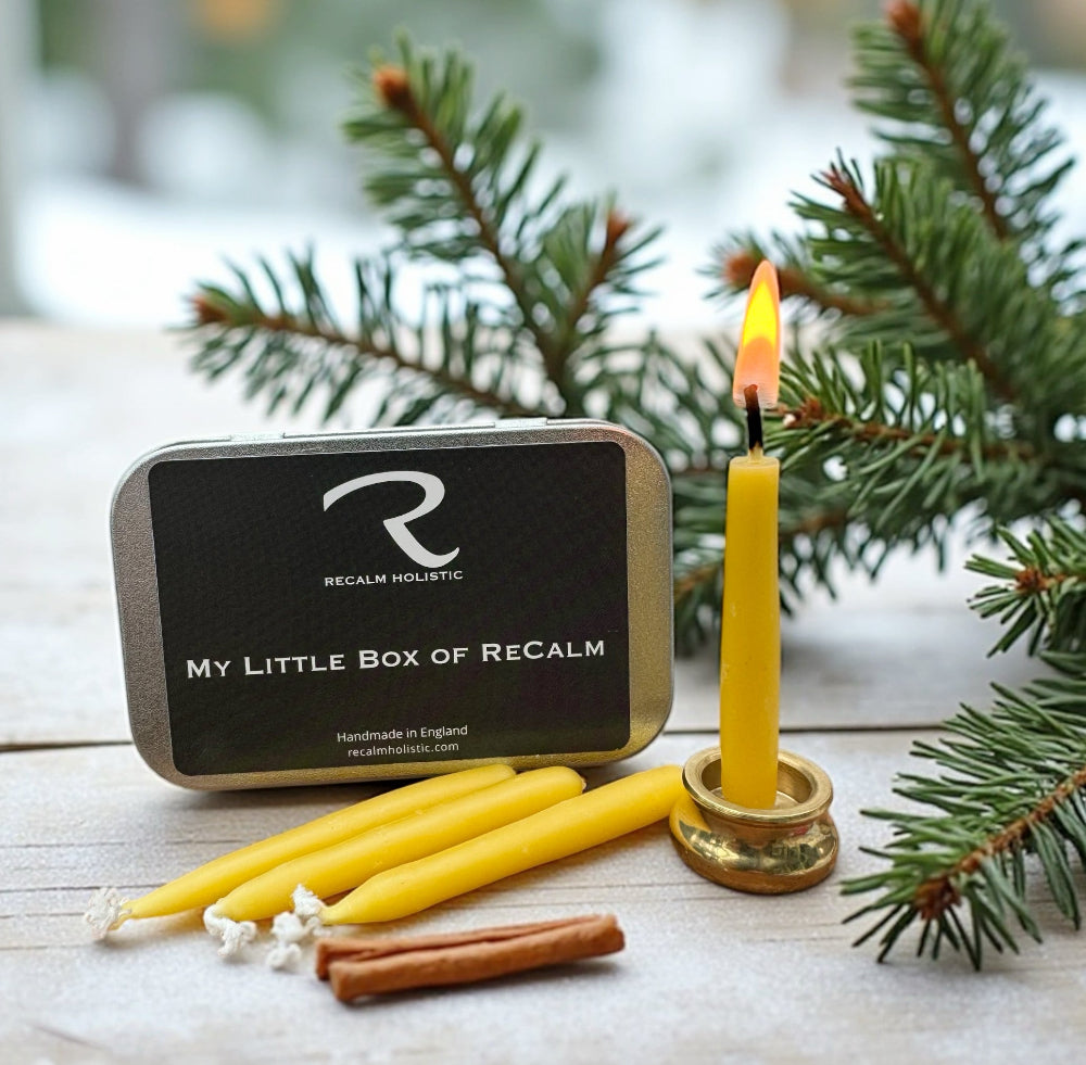 Mindful Moments with ReCalm Holistic, My Little Box of ReCalm, 10 Beeswax Mini Candles handmade with cotton wicks, Mindfulness, Meditation, Birthday Friend Gift, Christmas Gift, Revision Candles for someone Studying, 25 min candles each one