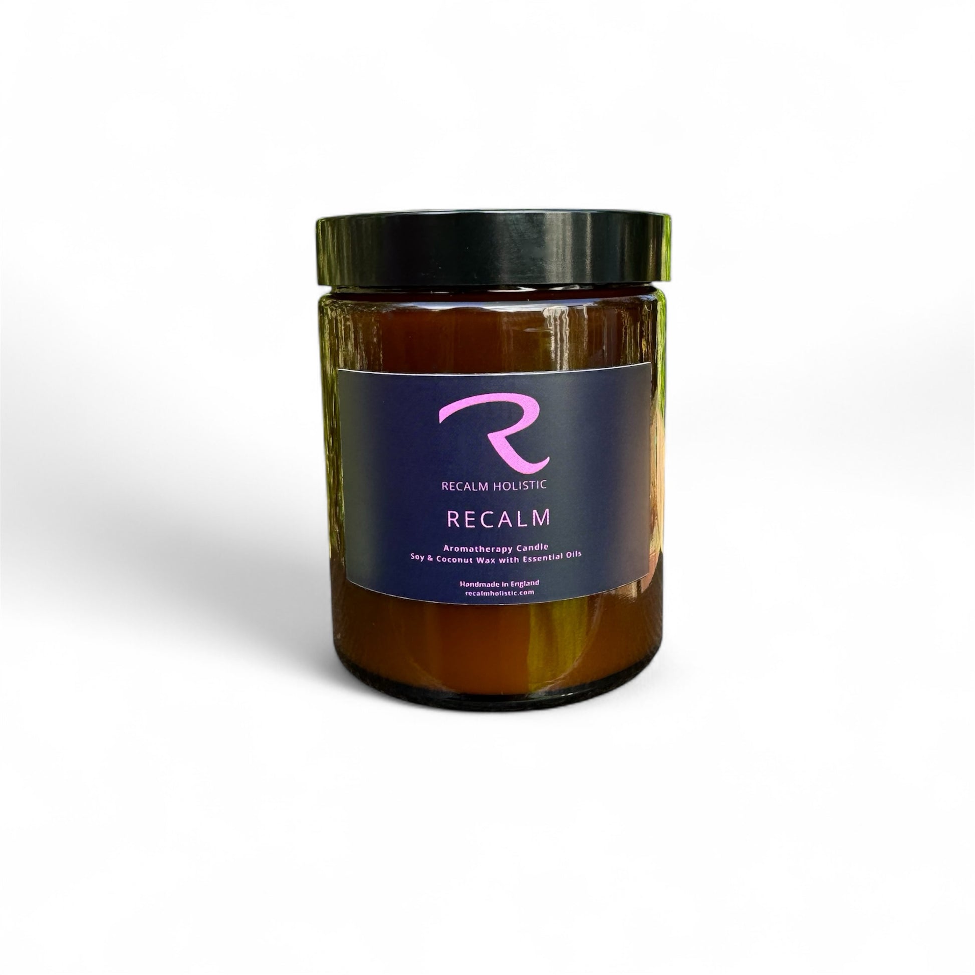 ReCalm Aromatherapy Candle, with Geranium, Rosemary and Clary Sage, grounding, balancing, stress relieving Spa Blend, Soy and Coconut Vegan Wax, Finest Aromatherapy Candles in the UK