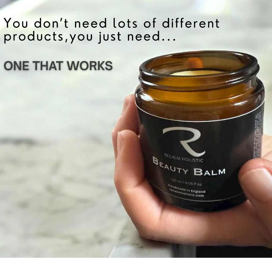 ReCalm Beauty Balm the most sought after balm for all skin types and all ages, it is incredible, who says you need lots of different products, we are here to prove this really is not the case, and we have case studies to prove this.  This ReCalm Beauty Balm is 100% natural and amazing results from all ages from spotty skin to terrible troubled irritated skin.