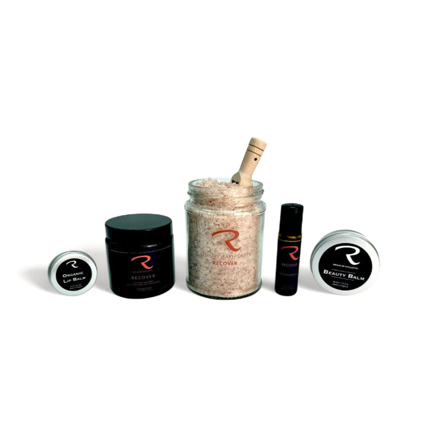 Collection of skincare and wellness products with a brand logo on a white background Ritual Gift box 