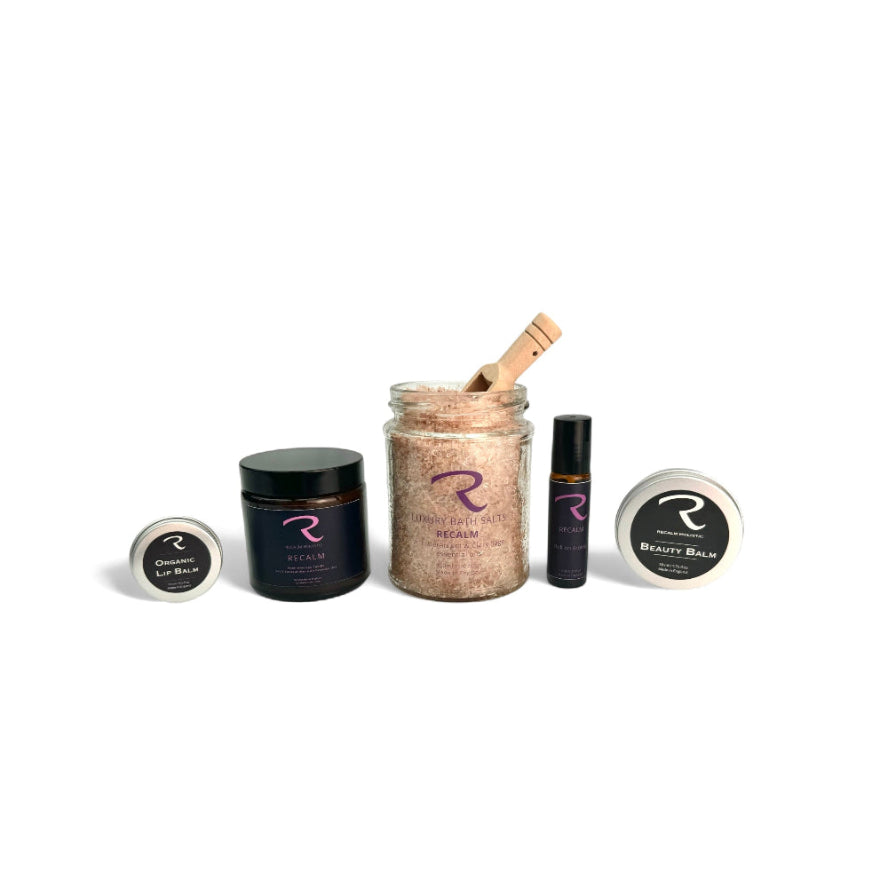 ReCalm Ritual Bundle from ReCalm Holistic Wellness Bundle for Self Care and Wellbeing handmade using 100% natural ingredients using pure essential oils