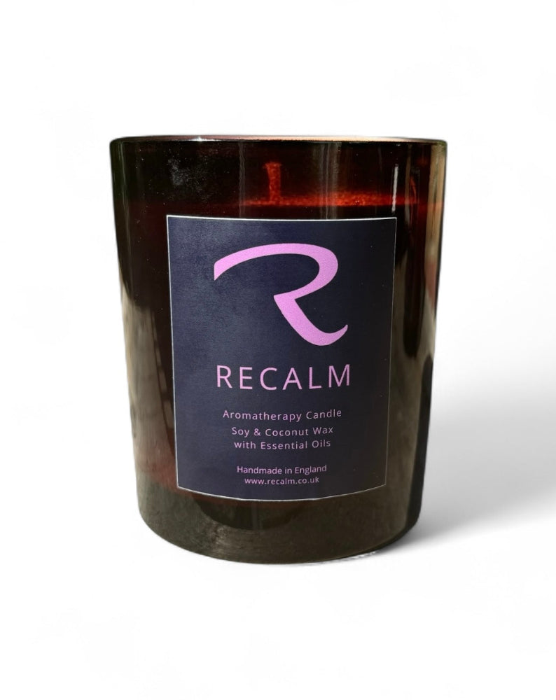 ReCalm Holistic Luxury Spa Candle, 300ml, burns for 70hrs, Geranium, Rosemary and Clary Sage, the finest Aromatherapy Candles are made by ReCalm Holistic 