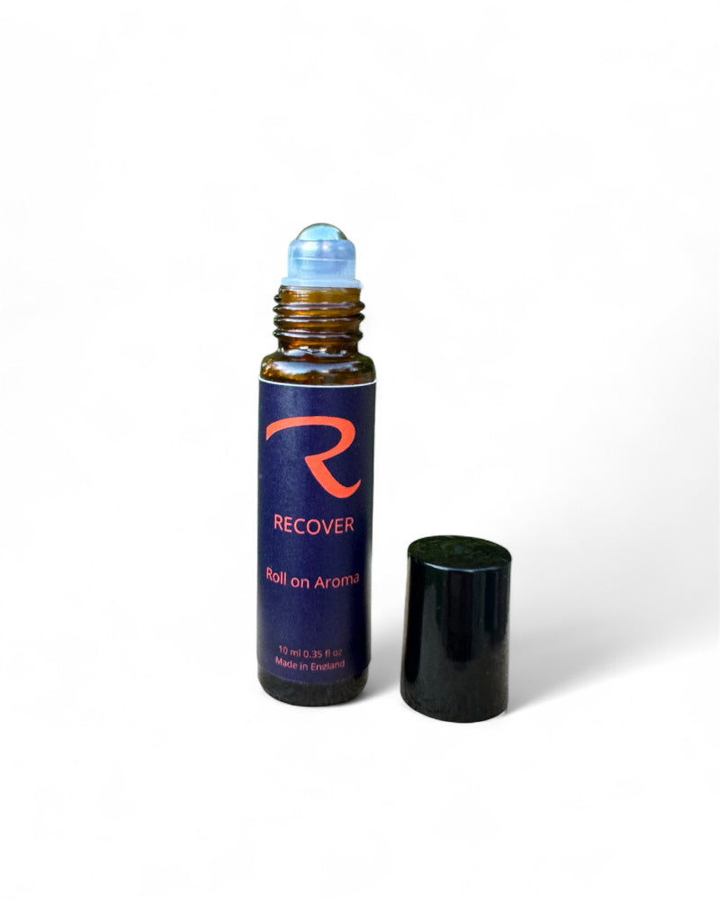 Recover pulse points, wellness recovery blend, pure natural essential oils, to relieve tension, quieten the mind and breathe easy by ReCalm Holistic