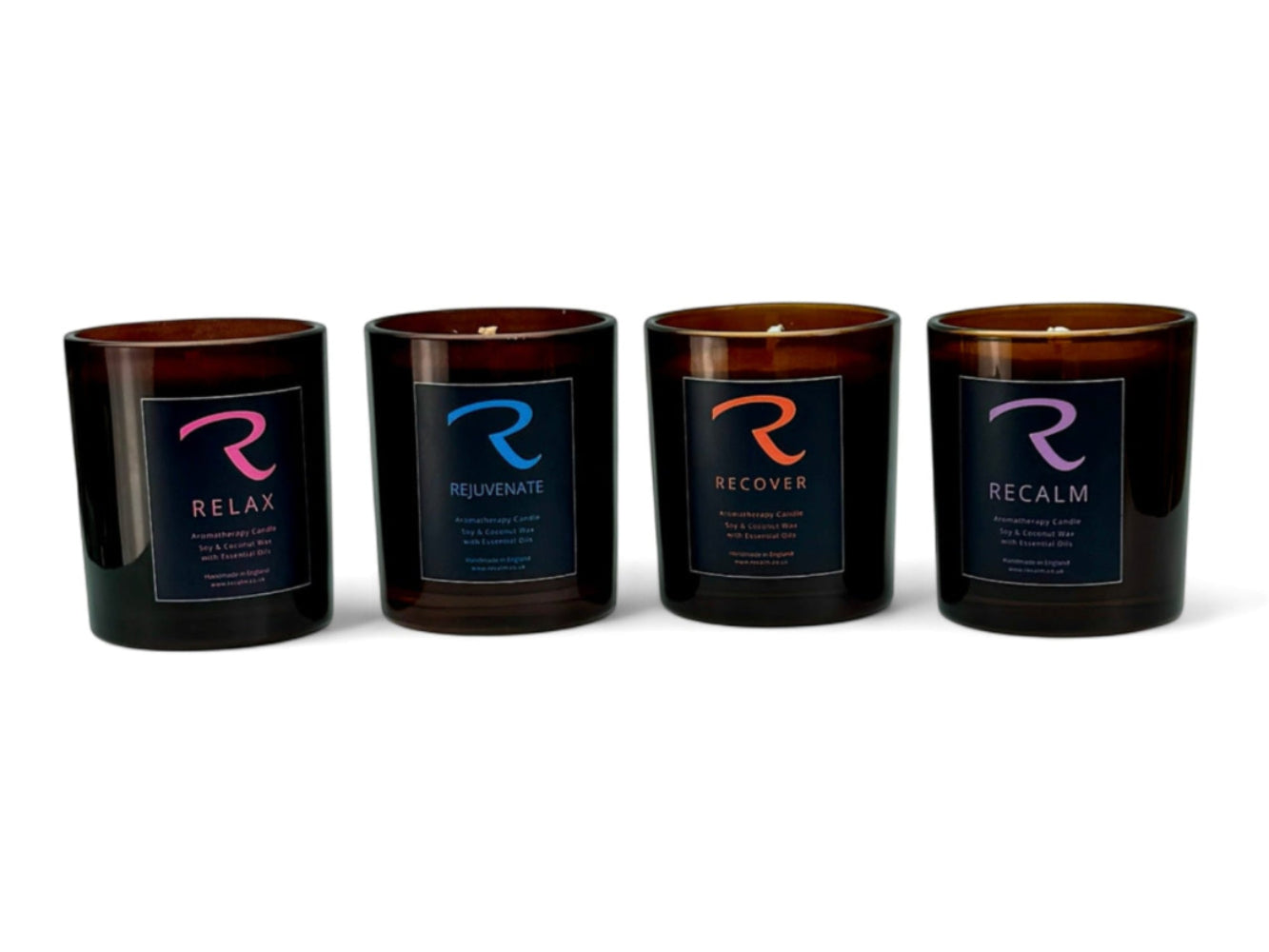 Relax Rejuvenate Recover and ReCalm Aromatherapy Candles by ReCalm Holistic Mood Enhancing Candles, Therapy in a Jar, Luxury 300ml Spa Vessel