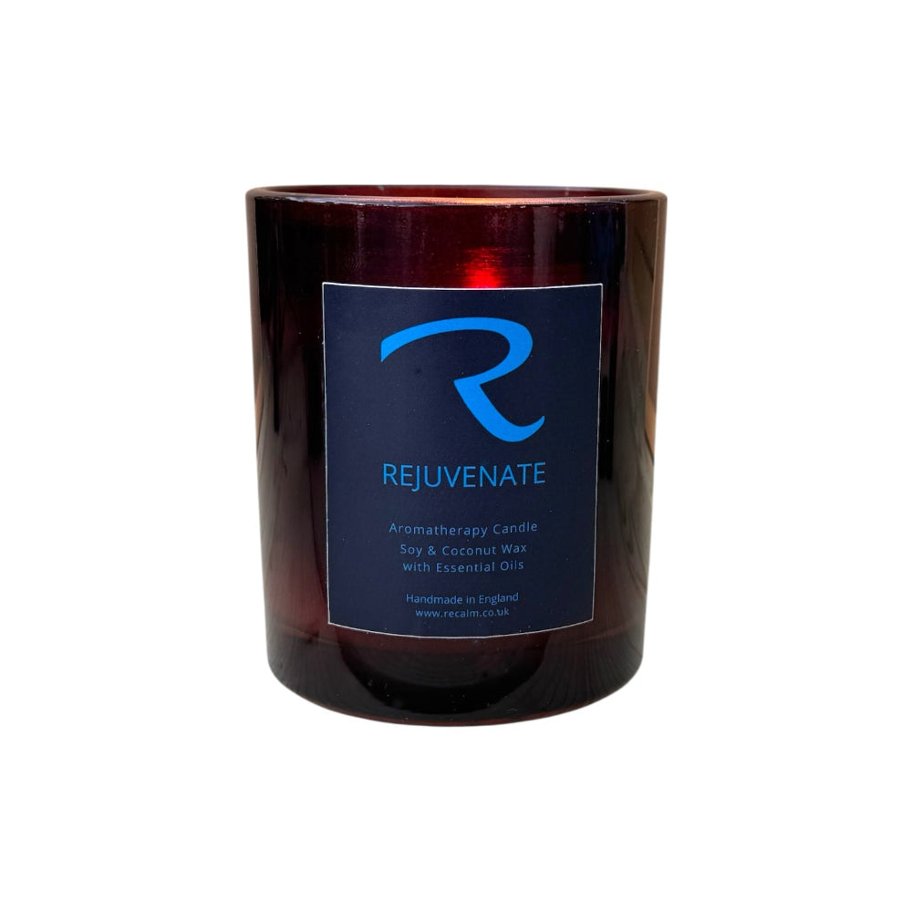 Aromatherapy Candle REJUVENATE aromatherapy candle by Recalm Holistic with Soy and Coconut and pure essential oils, as you work from home candle, Rejuvenate your mood, uplifting blend of essential oils of Orange, Lemon and Lime